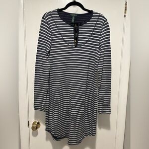 Ralph Lauren long sleeve Navy and White Striped Henley knit Dress